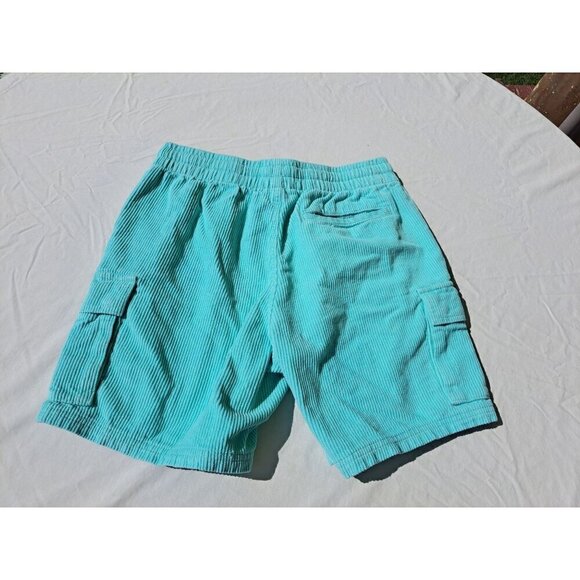 No Boundaries Teal Corduroy Cargo Shorts S (28-30) Elastic Waist Drawstring Wome - Picture 7 of 9